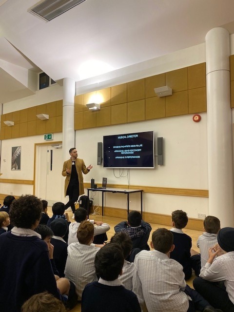 Aaron James Williams doing a Magis talk at St John's Beaumont School Old Windsor, Berkshire