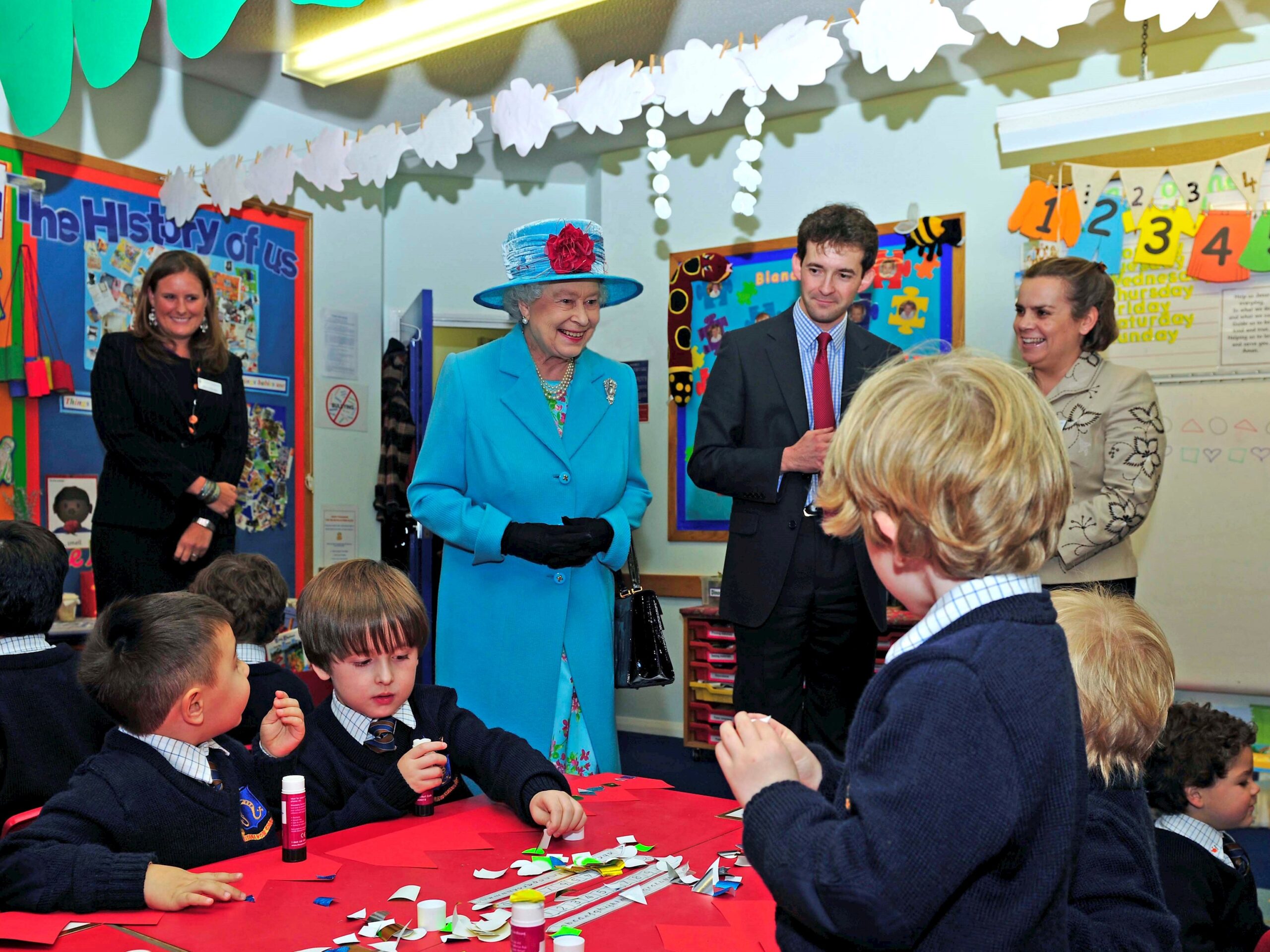 Her Majesty the Queen visiting St John's Beaumont School Pre-Prep in 2009